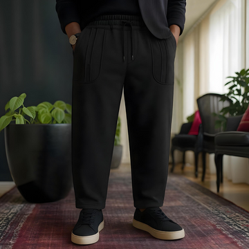 Emerce - Men Striped Pocket Trouser - Black